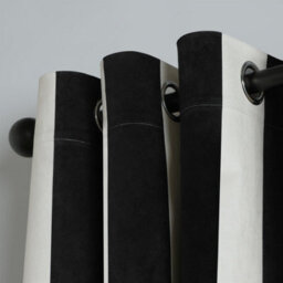 "OHS Stripe Blackout Eyelet Curtains Thermal Pair Of Ring Top Panels, Mono - 66X72""" - thumbnail 3