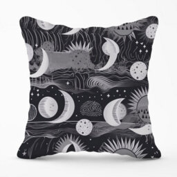 Warren Reed Designer Abstract Black White Moon And Sun Outdoor Cushion 45Cm X 45Cm - thumbnail 1