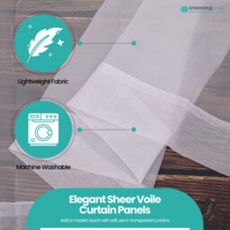 "Neel Blue Voile Curtains Slot Top, 2 Curtains, White - 56"" Width X 90"" Drop" - thumbnail 4