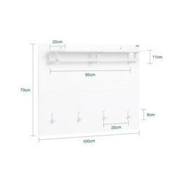 Sobuy Fhk36-W, Wall Coat Rack Wall Shelf Wall Panel Wardrobe Panel With 4 Hooks High Gloss,white,w100Xd21.5Xh70 - thumbnail 3