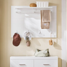 Sobuy Fhk36-W, Wall Coat Rack Wall Shelf Wall Panel Wardrobe Panel With 4 Hooks High Gloss,white,w100Xd21.5Xh70 - thumbnail 2