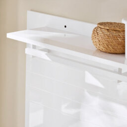 Sobuy Fhk36-W, Wall Coat Rack Wall Shelf Wall Panel Wardrobe Panel With 4 Hooks High Gloss,white,w100Xd21.5Xh70 - thumbnail 6
