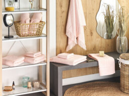 Beliani Set Of 9 Towels Atiu Terry Cotton Pastel Pink - thumbnail 2