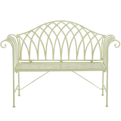 Beliani Garden Bench Milazzo 130 Cm Metal Light Green - image 1