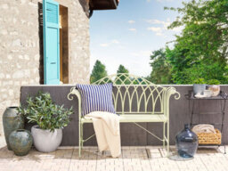Beliani Garden Bench Milazzo 130 Cm Metal Light Green - thumbnail 2