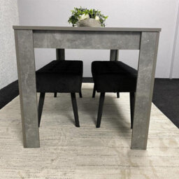 Kosy Koala Dining Table Set Of Modern Grey Table And 2 Black Velvet Benches Dining Room Furniture - thumbnail 3