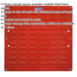 2 Pack Red Louvre Wall Mounted Storage Bin Panel - Durable 500 X 500mm Warehouse Tray - thumbnail 2