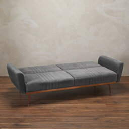 LPD Nico Grey Click Clack Sofa Bed - Stylish Comfort With Luxe Velvet & Copper Accents - thumbnail 2