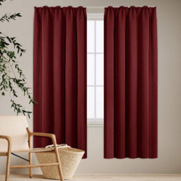 Deconovo Super Soft Blackout Curtains Pencil Pleat Curtains Thermal Insulated Curtains For Girls Room W55 X L54 Inch Red 2 Panels - thumbnail 6