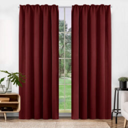 Deconovo Super Soft Blackout Curtains Pencil Pleat Curtains Thermal Insulated Curtains For Girls Room W55 X L54 Inch Red 2 Panels - thumbnail 3
