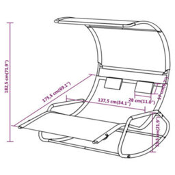 Berkfield Rocking Double Sun Lounger With Canopy Green And Cream - thumbnail 6