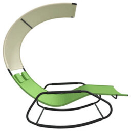 Berkfield Rocking Double Sun Lounger With Canopy Green And Cream - thumbnail 4