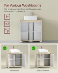 LEDREM Under Sink Bathroom Cabinet, Under Sink Storage Cabinet, 2 Compartments Behind The Door, Fits Various Washbasins, With Feet - thumbnail 4