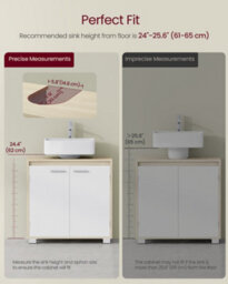 LEDREM Under Sink Bathroom Cabinet, Under Sink Storage Cabinet, 2 Compartments Behind The Door, Fits Various Washbasins, With Feet - thumbnail 7