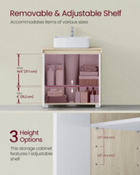 LEDREM Under Sink Bathroom Cabinet, Under Sink Storage Cabinet, 2 Compartments Behind The Door, Fits Various Washbasins, With Feet - thumbnail 3