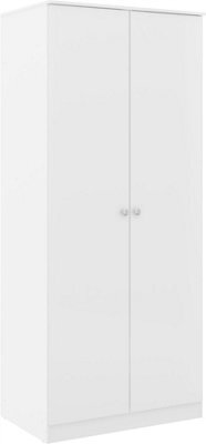 2 Door Wardrobe Denver White Gloss Bedroom Storage - image 1