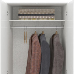 2 Door Wardrobe Denver White Gloss Bedroom Storage - thumbnail 6