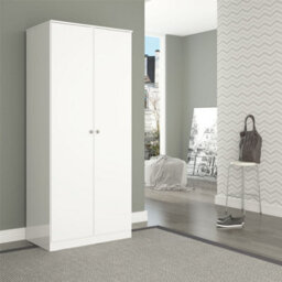 2 Door Wardrobe Denver White Gloss Bedroom Storage - thumbnail 9
