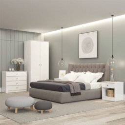2 Door Wardrobe Denver White Gloss Bedroom Storage - thumbnail 8