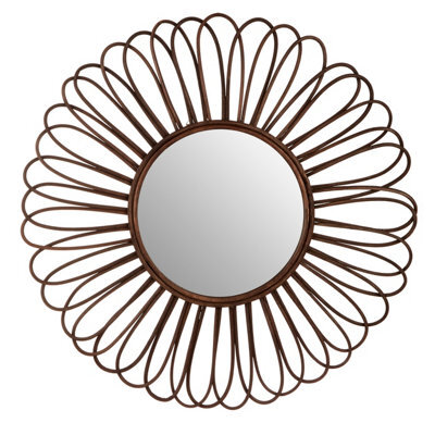 Orsina Batu Rattan Black Circular Wall Mirror - image 1