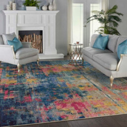 Celestial Ces09 Blue Yellow Modern Rug-239Cm (Circle) - thumbnail 2