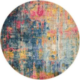 Celestial Ces09 Blue Yellow Modern Rug-239Cm (Circle) - thumbnail 3