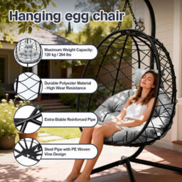 Homemiyn Gray Hanging Chair, Bird's Nest Swing Chair, Technical Fabric - thumbnail 4