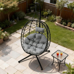 Homemiyn Gray Hanging Chair, Bird's Nest Swing Chair, Technical Fabric - thumbnail 2