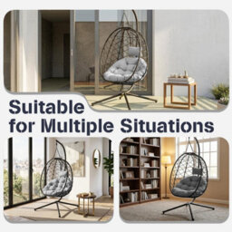 Homemiyn Gray Hanging Chair, Bird's Nest Swing Chair, Technical Fabric - thumbnail 8