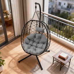 Homemiyn Gray Hanging Chair, Bird's Nest Swing Chair, Technical Fabric - thumbnail 9