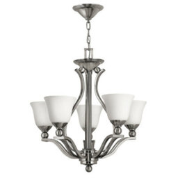 Elegant 5 Bulb Brushed Nickel Chandelier Pendant Light For Modern Interiors - thumbnail 1