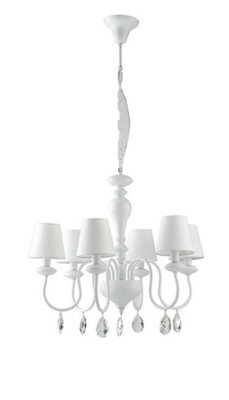 Luminosa Lighting Luminosa Arthur 6 Light Chandeliers With Shades White, Fabric Lampshade 72X58Cm
