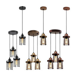 Ledsone Modern 3 Head Rusic Red Metal Pendant Light With E27 Socket For Living Room Kitchen Dining Room Bedroom Cafe - thumbnail 9