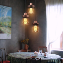 Ledsone Modern 3 Head Rusic Red Metal Pendant Light With E27 Socket For Living Room Kitchen Dining Room Bedroom Cafe - thumbnail 8