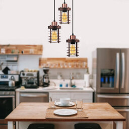 Ledsone Modern 3 Head Rusic Red Metal Pendant Light With E27 Socket For Living Room Kitchen Dining Room Bedroom Cafe - thumbnail 7