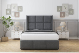 "Sloomy Beaumont Armour Coniston Divan Bed Base 2 Drawers Foot-End - 54"" Wingback Headboard & 12"" Footboard 4' Small Double" - thumbnail 2