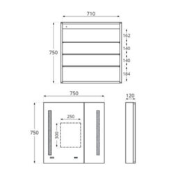 Homestylestore 750 X 750mm Cool White Led Wall Mounted Mirrored Door Bathroom Cabinet - thumbnail 2