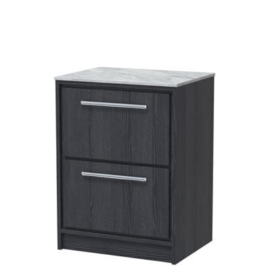 Hudson Reed Lille Floor Standing 2 Drawer Countertop Vanity & Marble Worktop, Graphite Woodgrain, 610 X 460 mm - image 1