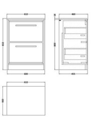 Hudson Reed Lille Floor Standing 2 Drawer Countertop Vanity & Marble Worktop, Graphite Woodgrain, 610 X 460 mm - thumbnail 4