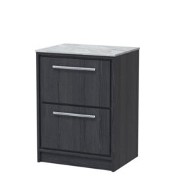 Hudson Reed Lille Floor Standing 2 Drawer Countertop Vanity & Marble Worktop, Graphite Woodgrain, 610 X 460 mm - thumbnail 2