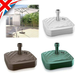 Square Fillable Parasol Base By Agritrade - Green Plastic - Ideal For Garden Or Balcony - thumbnail 2