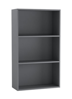 Urbn-Living Urbnliving 60Cm Width Grey Colour Wide 3 Shelf Tier Wooden Bookcase Cabinet Storage Shelving Display Shelves Unit - image 1