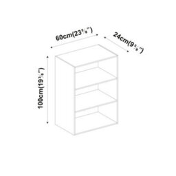 Urbn-Living Urbnliving 60Cm Width Grey Colour Wide 3 Shelf Tier Wooden Bookcase Cabinet Storage Shelving Display Shelves Unit - thumbnail 2