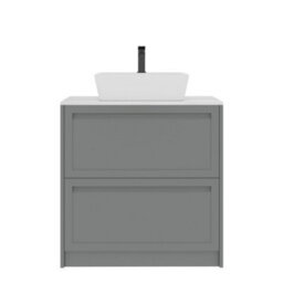 Royal Bathrooms Royal Bathroom Elmore 800mm Matt Pebble Grey Freestanding Countertop Bathroom Vanity Unit 2 Drawer With Cube Basin - thumbnail 7