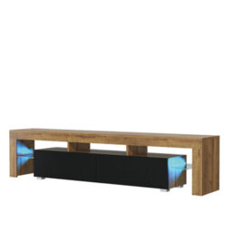 Nova Tv Unit 200Cm Dark Oak And Black Matt Doors With Led Lighting - Creative Furniture - thumbnail 7