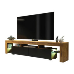 Nova Tv Unit 200Cm Dark Oak And Black Matt Doors With Led Lighting - Creative Furniture - thumbnail 4