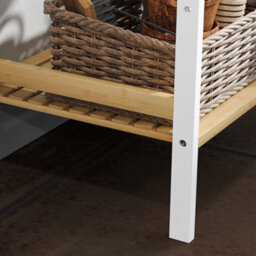Homcom 4-Tier Bamboo Bathroom Shelf With Adjustable Rack, Natural, White - thumbnail 9