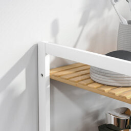 Homcom 4-Tier Bamboo Bathroom Shelf With Adjustable Rack, Natural, White - thumbnail 8