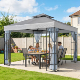 Outsunny 3 X 3(M) Patio Gazebo Canopy Garden Pavilion, Light Grey - thumbnail 1