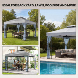 Outsunny 3 X 3(M) Patio Gazebo Canopy Garden Pavilion, Light Grey - thumbnail 7
